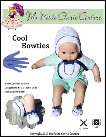 Mon Petite Cherie Couture Bitty Baby/Twin Cool Bowties Crochet Pattern larougetdelisle