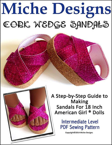 Miche Designs Shoes Cork Wedge Sandals 18" Doll Shoes larougetdelisle