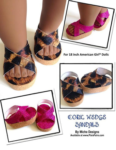 Miche Designs Shoes Cork Wedge Sandals 18" Doll Shoes larougetdelisle