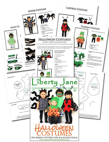 Liberty Jane 18 Inch Modern Halloween Costumes 15-18 inch Doll Clothes Pattern larougetdelisle