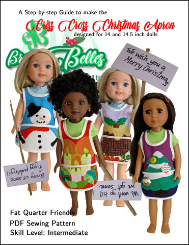 Brambelles boutique WellieWishers Criss Cross Christmas Apron 14-14.5" Doll Accessories Pattern larougetdelisle