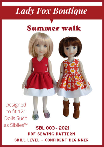 Lady Fox Boutique Siblies Summer Walk Dress Pattern For 12" Siblies Dolls larougetdelisle