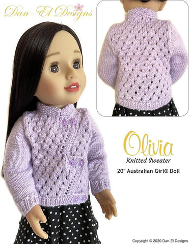 Dan-El Designs Australian Girl Olivia Sweater Doll Knitting Pattern for 20" Australian Girl® larougetdelisle