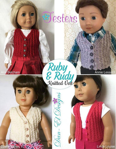 Dan-El Designs Knitting Ruby & Rudy 18" Doll Knitting Pattern larougetdelisle