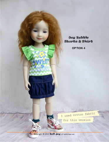 Doll Joy Ruby Red Fashion Friends Joy Bubble Shorts & Skirt 14.5-15" Doll Clothes Pattern larougetdelisle