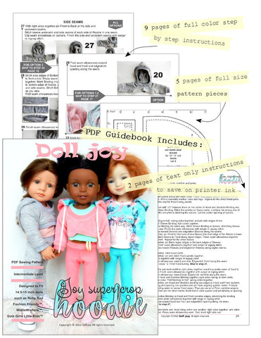 Doll Joy Ruby Red Fashion Friends Joy Super Crop Hoodie Pattern for 14.5" - 15" Dolls larougetdelisle