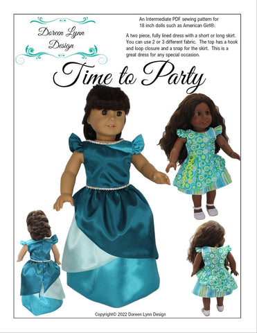 Doreen Lynn Design 18 Inch Modern Time To Party 18" Doll Clothes Pattern larougetdelisle