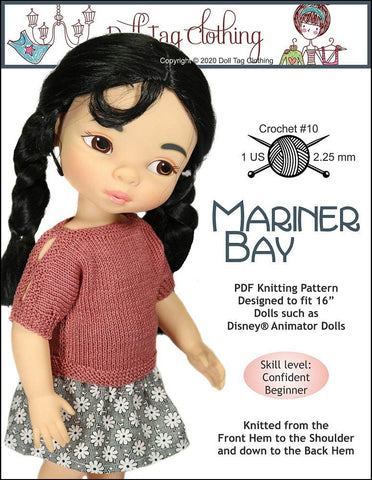 Doll Tag Clothing Disney Animator Mariner Bay Doll Clothes Knitting Pattern fits Disney Animator Dolls larougetdelisle