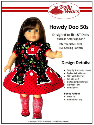 Dolly Wears 18 Inch Historical Howdy Doo 50s 18" Doll Clothes Pattern larougetdelisle