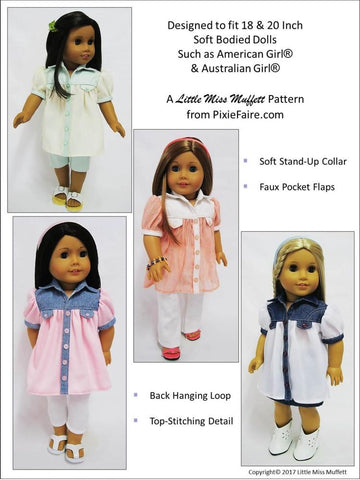 Little Miss Muffett 18 Inch Modern Denim Darling 18" Doll Clothes Pattern larougetdelisle