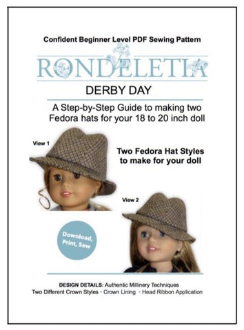 Rondeletia 18 Inch Modern Derby Day Pattern for 18 to 20 Inch Dolls larougetdelisle
