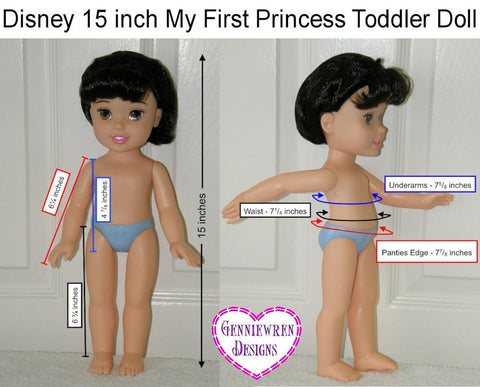 Genniewren Disney Doll Lizzie - Dress, Top and Capri Pants Pattern for Disney My First Toddler Princess Dolls larougetdelisle