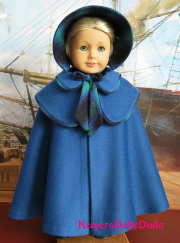 Keepers Dolly Duds Designs 18 Inch Historical Double Cape and Bonnet 18" Doll Clothes Pattern larougetdelisle