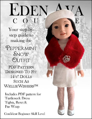 Eden Ava WellieWishers Peppermint Snow Outfit 14.5" Doll Clothes Pattern larougetdelisle