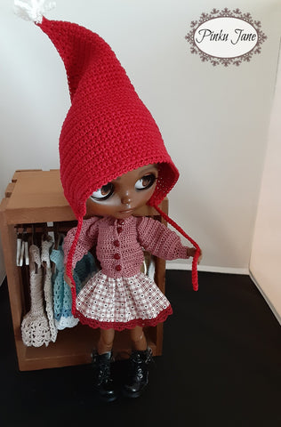 Pinku Jane Blythe/Pullip Elfin Pointed Hat Crochet Pattern For 12" Blythe Dolls larougetdelisle