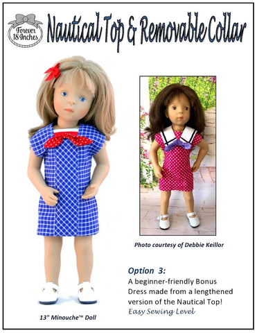 Forever 18 Inches WellieWishers Nautical Top & Removable Collar 13-14.5" Doll Clothes Pattern larougetdelisle