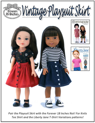 Forever 18 Inches 18 Inch Modern Vintage Playsuit Skirt 14-15" Doll Clothes Pattern larougetdelisle