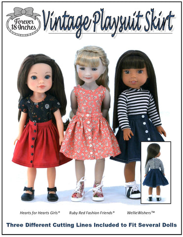 Forever 18 Inches 18 Inch Modern Vintage Playsuit Skirt 14-15" Doll Clothes Pattern larougetdelisle
