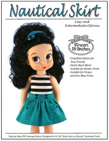 Forever 18 Inches Disney Animator Nautical Skirt for Disney Animator Dolls larougetdelisle
