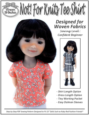Forever 18 Inches Ruby Red Fashion Friends NOT! For Knits Tee-Shirt Pattern for 15" Ruby Red Fashion Friends Dolls larougetdelisle