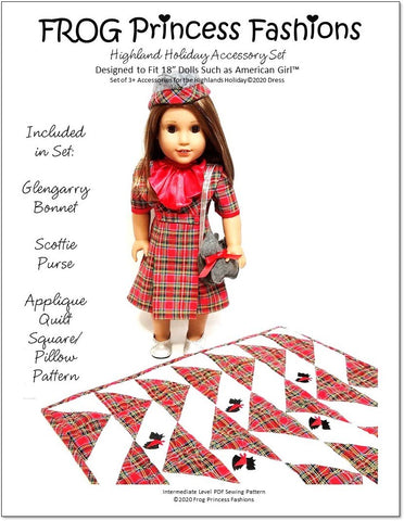 Frog Princess Fashions 18 Inch Modern Highlands Holiday Accessory Set 18" Doll Clothes Pattern larougetdelisle