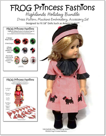 Frog Princess Fashions 18 Inch Modern Highlands Holiday BUNDLE 18" Doll Clothes Pattern larougetdelisle