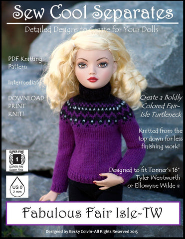 Sew Cool Separates Ellowyne Fabulous Fair Isle Knitting Pattern for Ellowyne and Tyler Wentworth Dolls larougetdelisle
