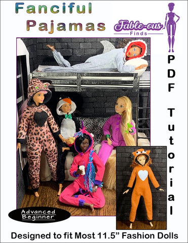 Fable-ous Finds Barbie Fanciful Pajamas Pattern for 11-1/2 Inch Fashion Dolls larougetdelisle