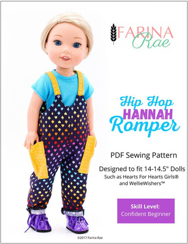Farina Rae WellieWishers Hip Hop Hannah Romper 14-14.5" Doll Clothes Pattern larougetdelisle