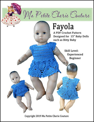 Mon Petite Cherie Couture Bitty Baby/Twin Fayola 15" Baby Doll Clothes Crochet Pattern larougetdelisle