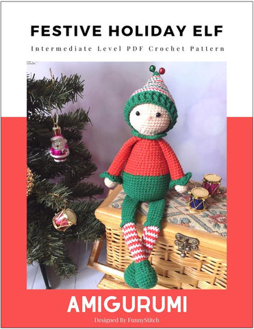 Funny Stitch Amigurumi Festive Holiday Elf Amigurumi Crochet Pattern larougetdelisle