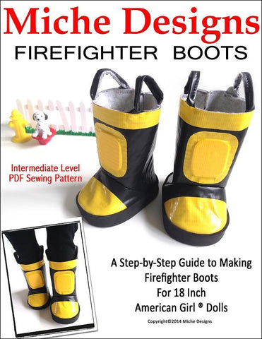 Miche Designs 18 Inch Modern Firefighter Boots 18" Doll Shoes larougetdelisle