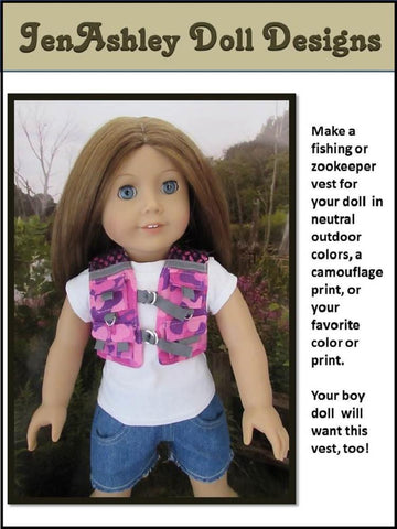 Jen Ashley Doll Designs 18 Inch Modern Fishing Vest 18" Doll Clothes larougetdelisle