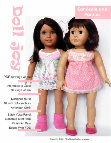 Doll Joy 18 Inch Modern Camisole and Panties 18" Doll Clothes Pattern larougetdelisle