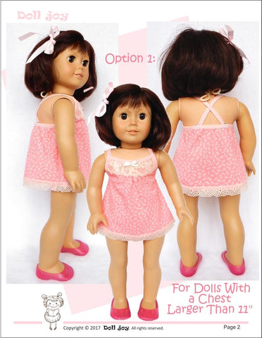 Doll Joy 18 Inch Modern Camisole and Panties 18" Doll Clothes Pattern larougetdelisle