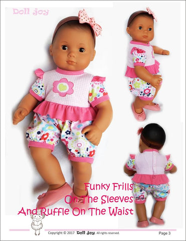 Doll Joy Bitty Baby/Twin Romper 15" Baby Doll Clothes Pattern larougetdelisle