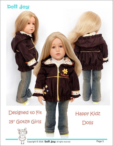 Doll Joy Gotz 19 Inch Windbreaker Jacket Pattern for 19" Gotz Dolls larougetdelisle