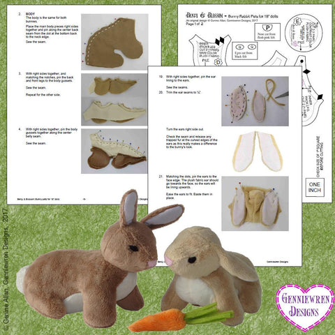 Genniewren 18 Inch Modern Benjy & Blossom Bunny Pets 18" Doll Pet Pattern larougetdelisle