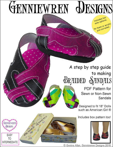 Genniewren Shoes Braided Sandals 18" Doll Shoes larougetdelisle