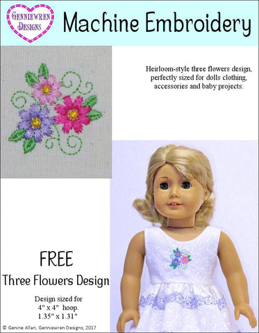 Genniewren Machine Embroidery Design FREE Three Flowers Machine Embroidery Design larougetdelisle