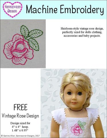 Genniewren Machine Embroidery Design FREE Vintage Rose Machine Embroidery Design larougetdelisle