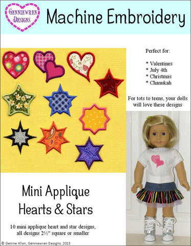 Genniewren Machine Embroidery Design Mini Applique Hearts & Stars Machine Embroidery Designs larougetdelisle