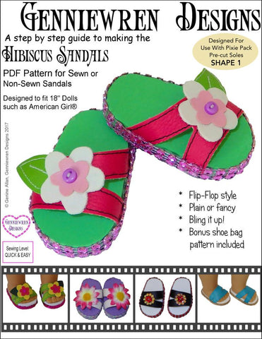 Genniewren Shoes Hibiscus Sandals 18" Doll Shoes larougetdelisle