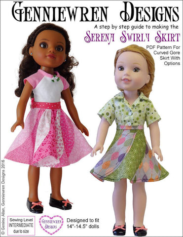 Genniewren WellieWishers Serena Swirly Skirt 14-14.5" Doll Clothes Pattern larougetdelisle