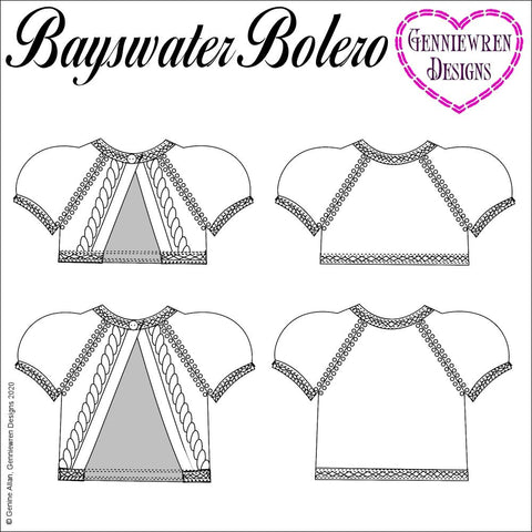 Genniewren Knitting Bayswater Bolero 18" Doll Knitting Pattern larougetdelisle