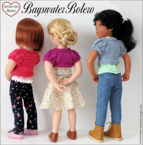 Genniewren A Girl For All Time Bayswater Bolero Knitting Pattern for Slim 16"-17" dolls larougetdelisle