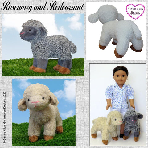 Genniewren 18 Inch Modern Rosemary and Redcurrant Lamb Pets for 18" Dolls Plush Pattern larougetdelisle
