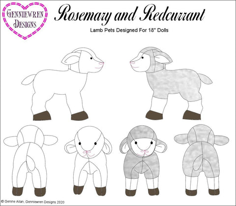 Genniewren 18 Inch Modern Rosemary and Redcurrant Lamb Pets for 18" Dolls Plush Pattern larougetdelisle