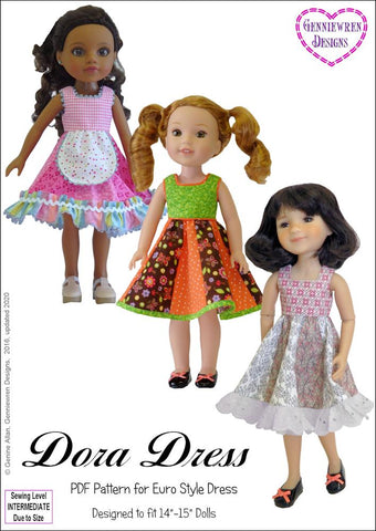 Genniewren WellieWishers Dora Dress 14-15" Doll Clothes Pattern larougetdelisle