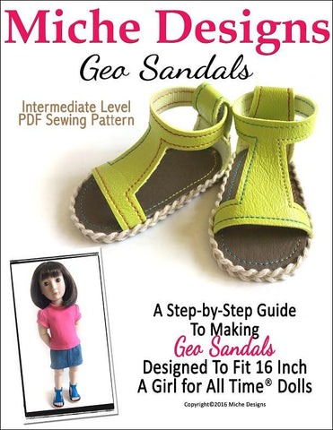 Miche Designs A Girl For All Time Geo Sandals Pattern for AGAT Dolls larougetdelisle